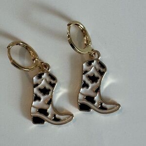 Cow Print Boot Earrings